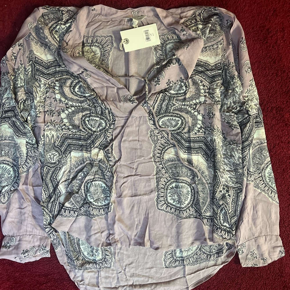 Lucky Brand Womens Size Medium Multicolor Paisley Boho Print Blouse